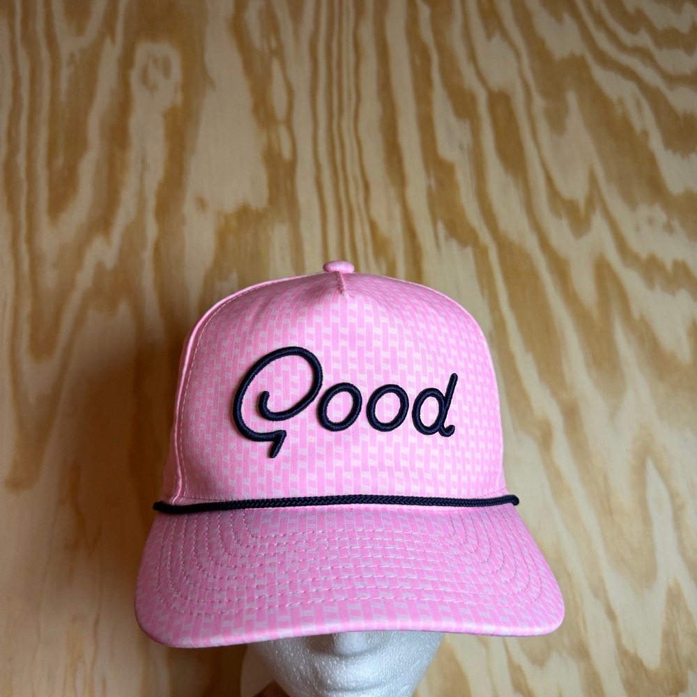 Good Good Golf Pink Geometric Rope Snapback Hat Mens Adjustable Cap Navy Logo